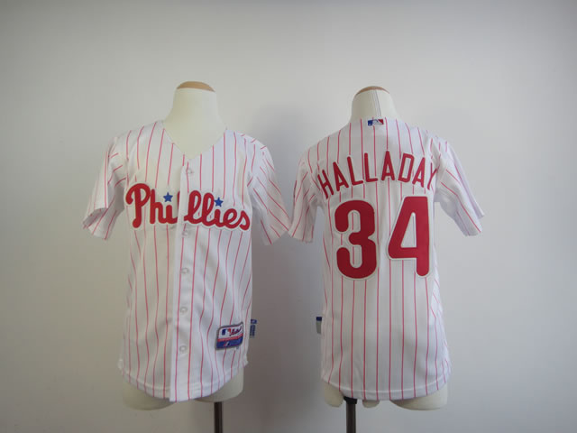 Youth Philadelphia Phillies #34 Halladay White MLB Jerseys->youth mlb jersey->Youth Jersey